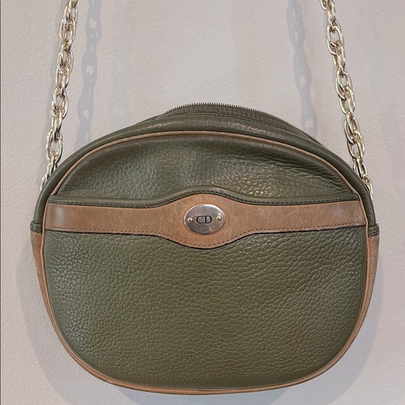 Dior Handbags - Dior Elegant Green & Tan Leather Shoulder Bag